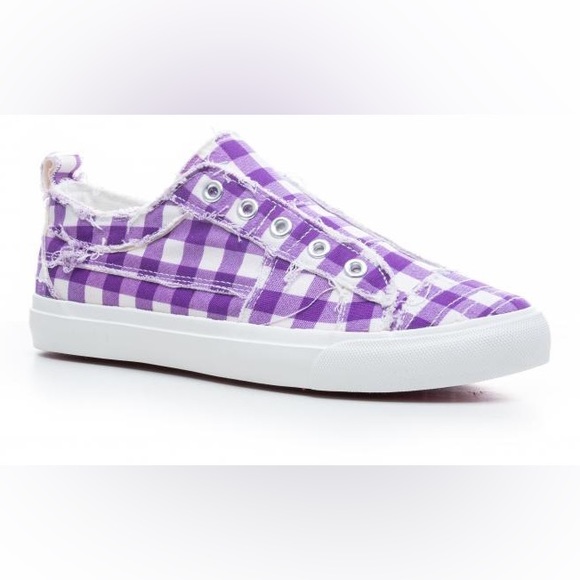 Corkys Babalu Slip On Sneakers - Purple Gingham - Picture 3 of 3